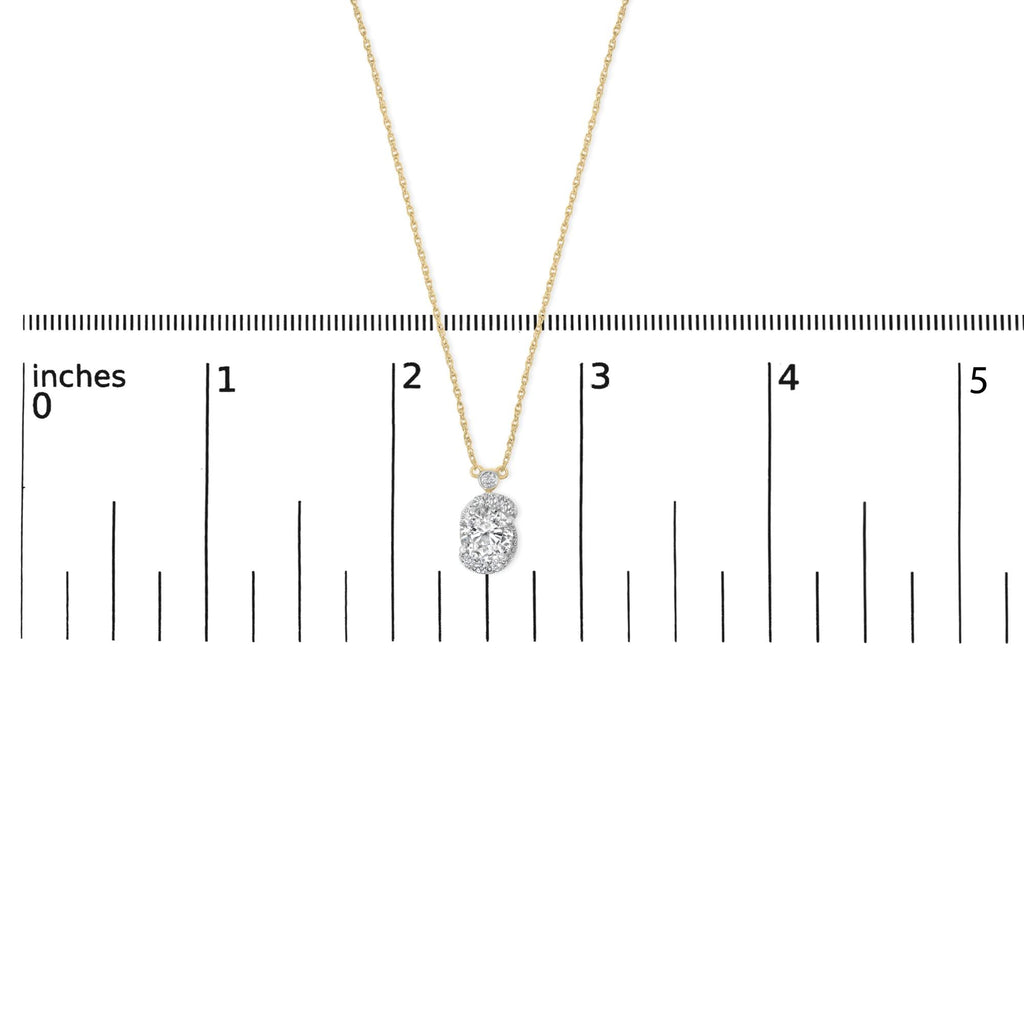 10K Yellow Gold Plated .925 Sterling Silver 1 1/2 Cttw Lab Grown Diamond Galaxy Halo Pendant Necklace