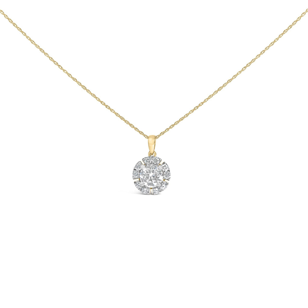 10K Yellow Gold Plated .925 Sterling Silver 2.0 Cttw Lab Grown Diamond Spoked Halo Pendant Necklace