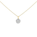 10K Yellow Gold Plated .925 Sterling Silver 2.0 Cttw Lab Grown Diamond Spoked Halo Pendant Necklace