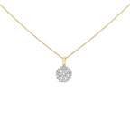 10K Yellow Gold Plated .925 Sterling Silver 2.0 Cttw Lab Grown Diamond Spoked Halo Pendant Necklace