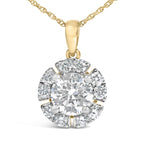 10K Yellow Gold Plated .925 Sterling Silver 2.0 Cttw Lab Grown Diamond Spoked Halo Pendant Necklace
