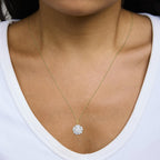 10K Yellow Gold Plated .925 Sterling Silver 2.0 Cttw Lab Grown Diamond Spoked Halo Pendant Necklace