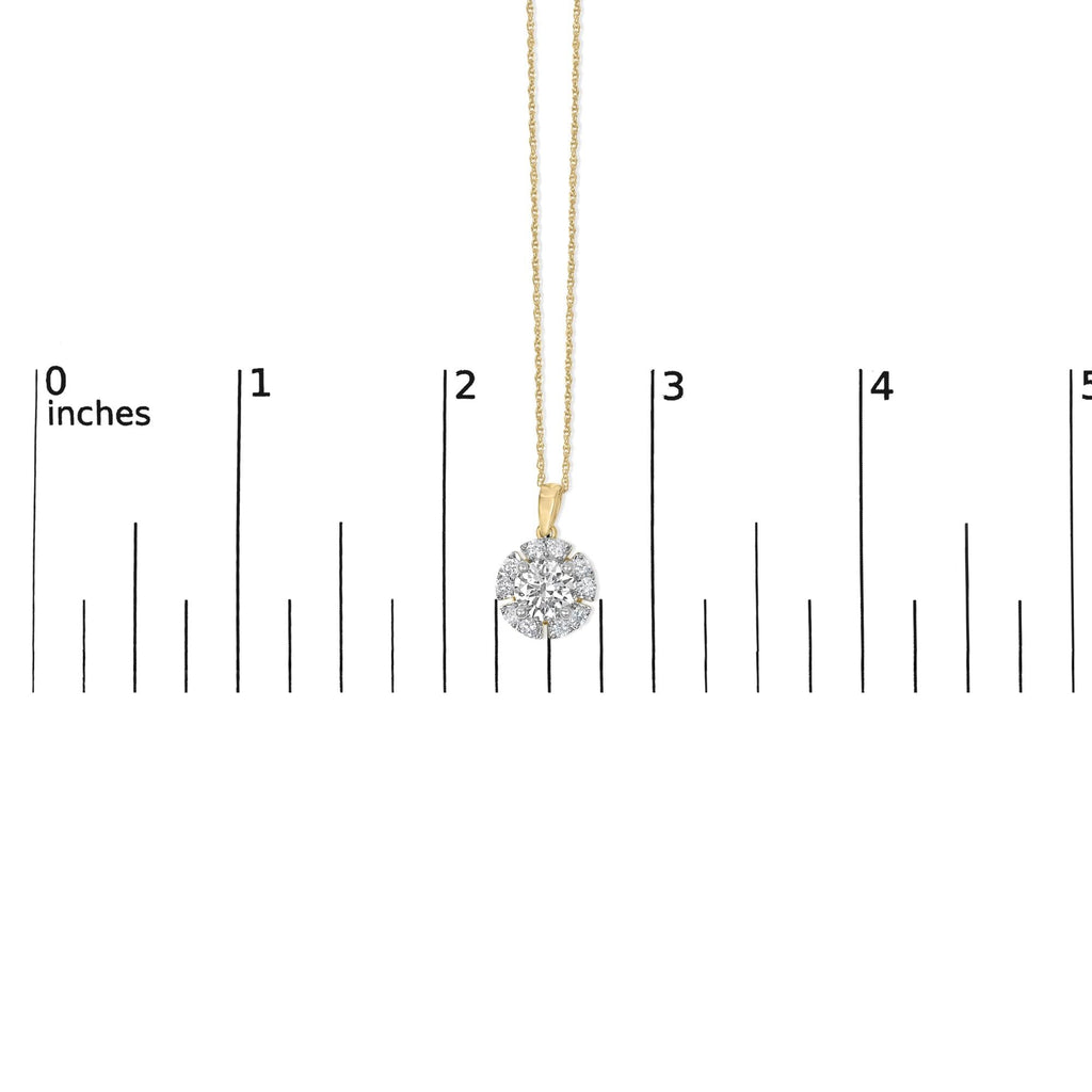10K Yellow Gold Plated .925 Sterling Silver 2.0 Cttw Lab Grown Diamond Spoked Halo Pendant Necklace
