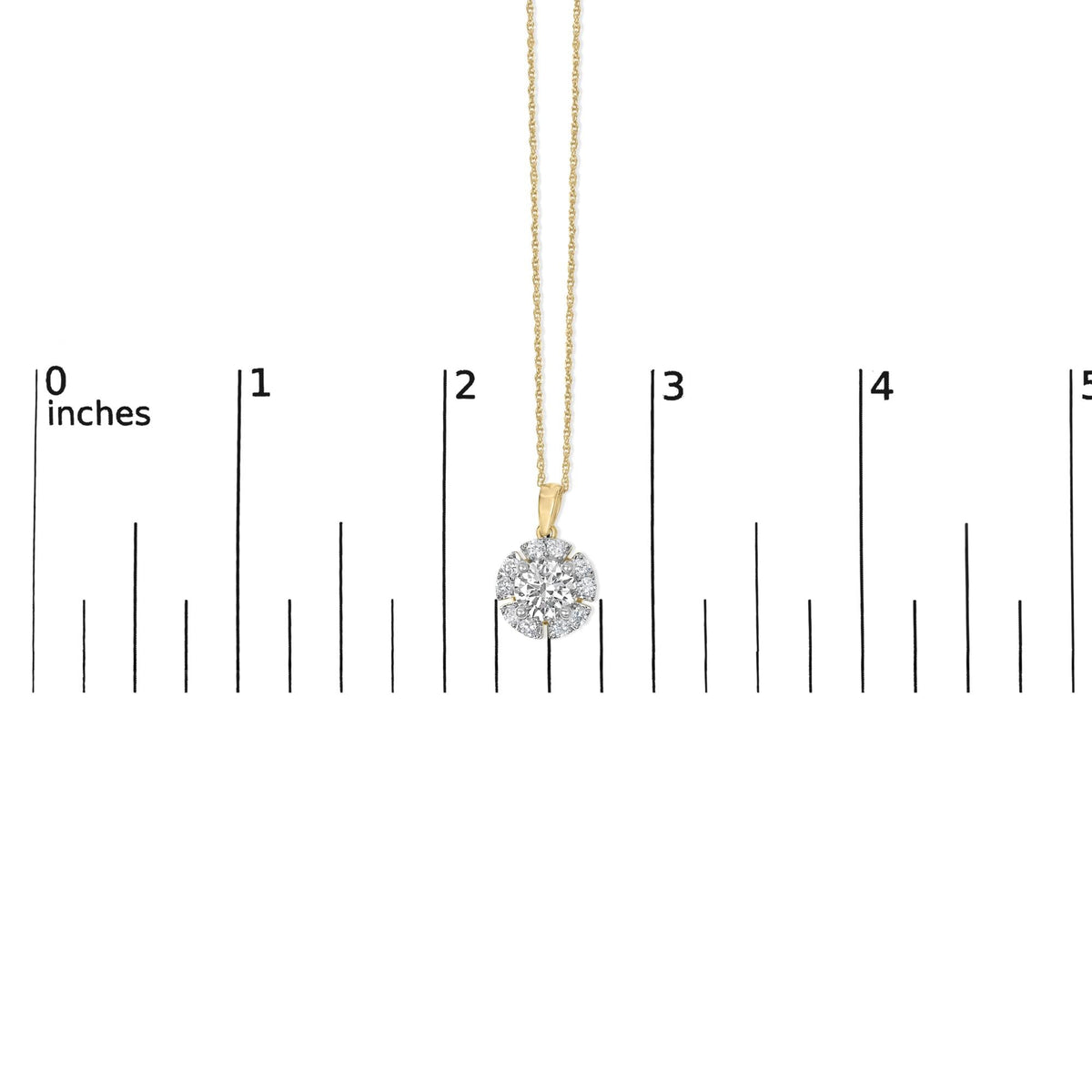 10K Yellow Gold Plated .925 Sterling Silver 2.0 Cttw Lab Grown Diamond Spoked Halo Pendant Necklace