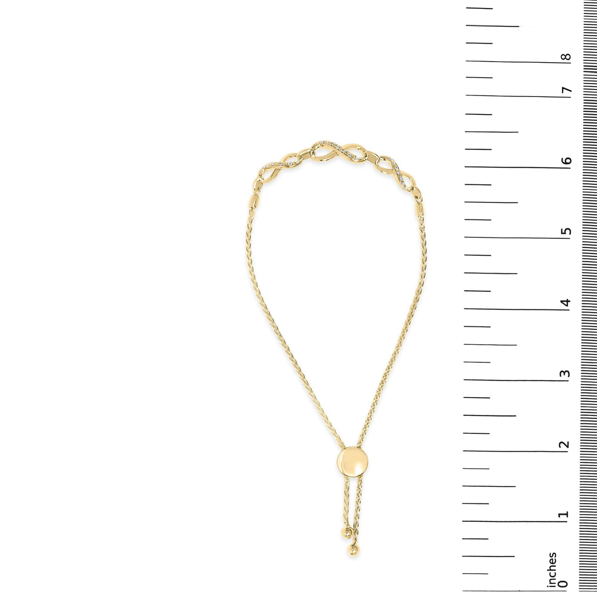 Gold Vermeil Diamond Accent Infinity Sign Lariat Bolo Bracelet