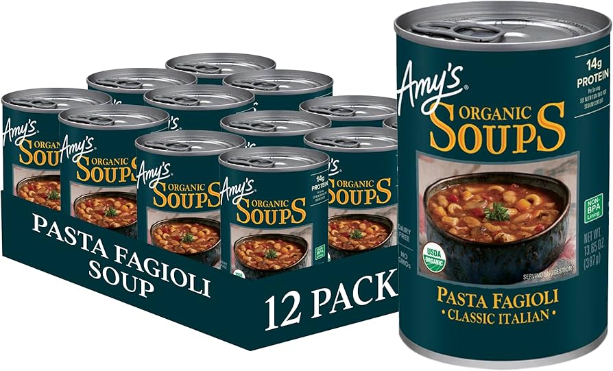 Amy's Organic Pasta Fagioli Italian Soup, 13.65 fl oz (Case of 12)