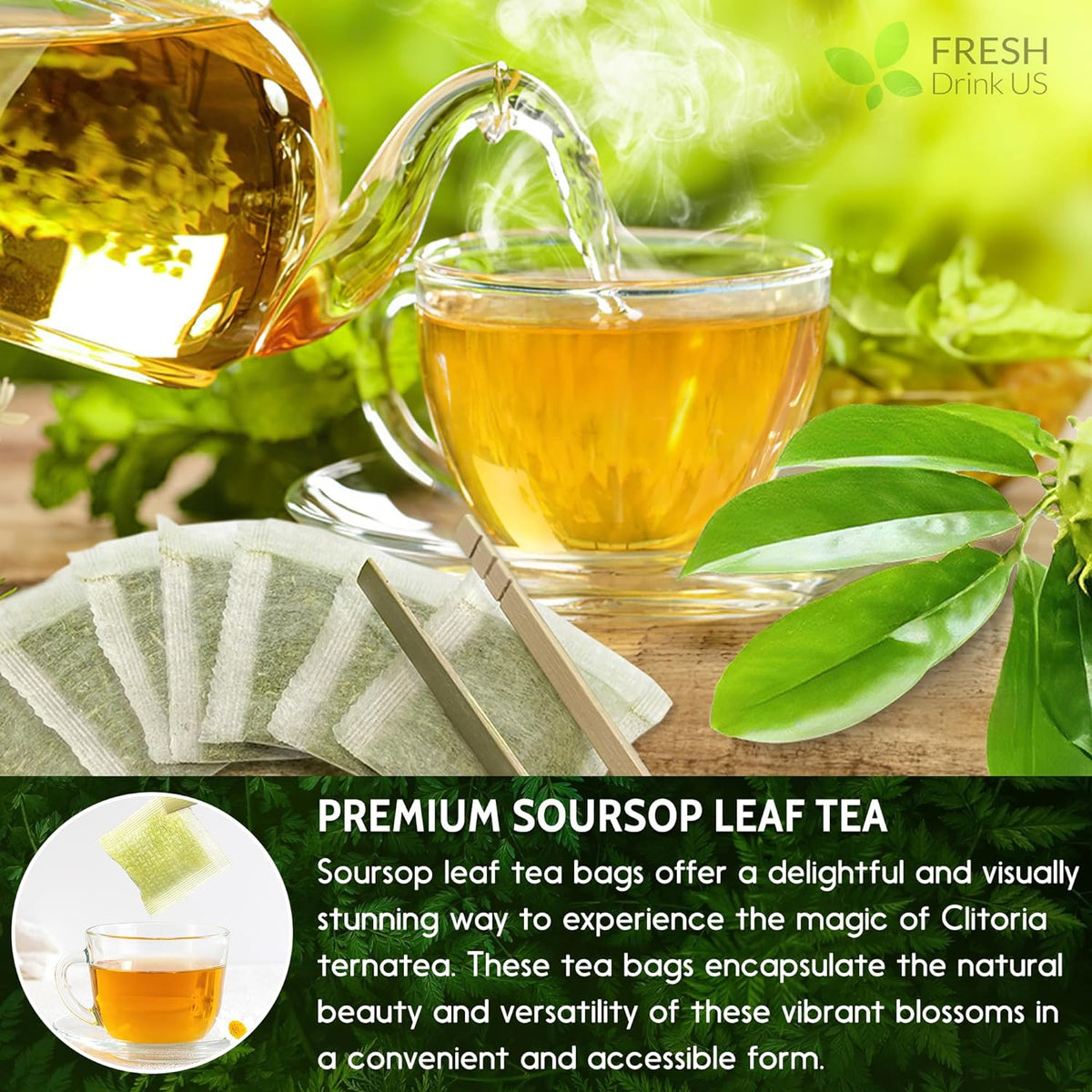Premium Soursop Leaves Tea bags, Dried Soursop Leaves, Soursop Leaf Powder, Guanabana Leaves Tea, Hoja Guanabana Tea