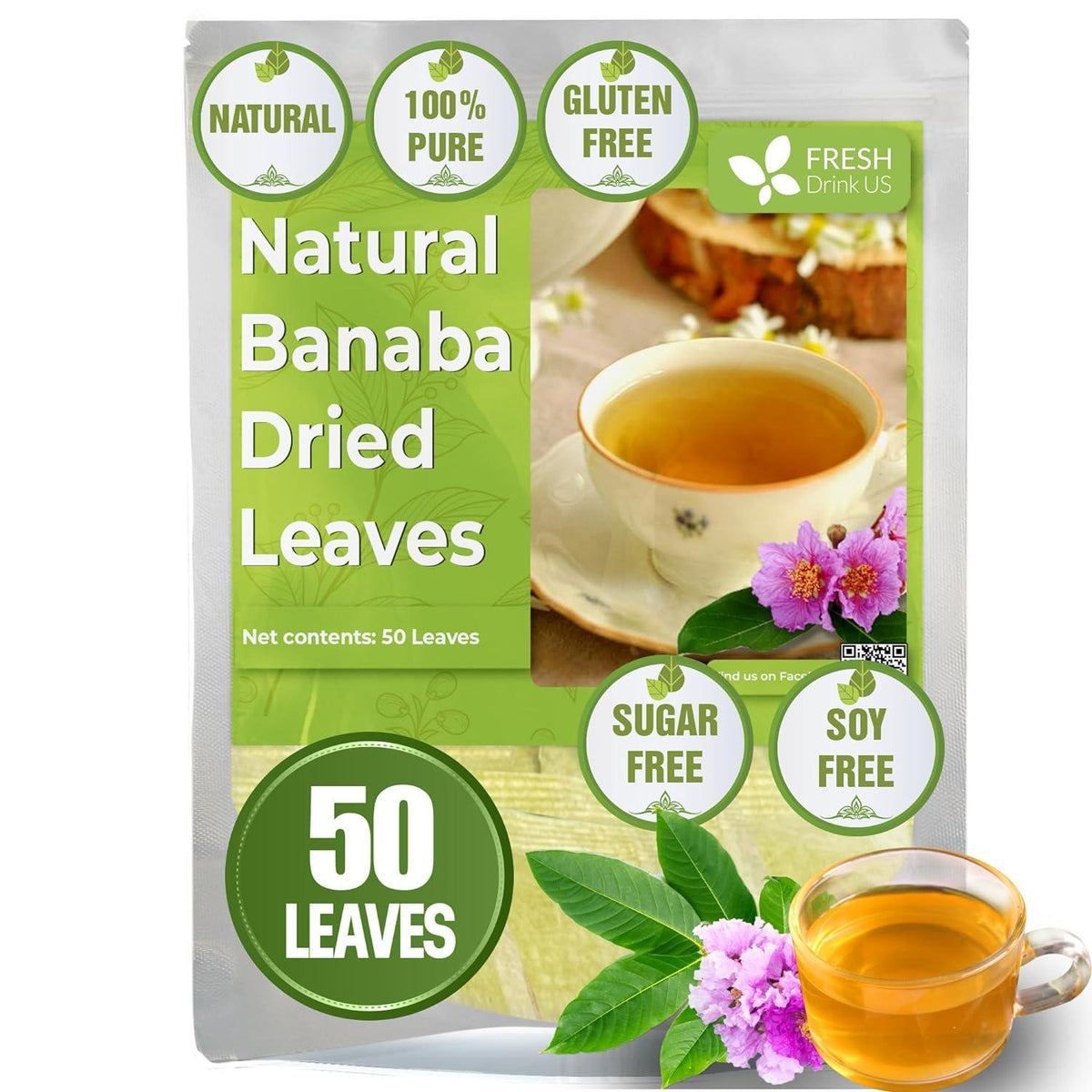 Natural Banaba Dried Leaves, Tea Bags, Powder, Whole Banaba Leaves, 100% Pure Dried Banaba Leaves, Banaba Leaf Tea, No Additives, No Caffeine, Vegan