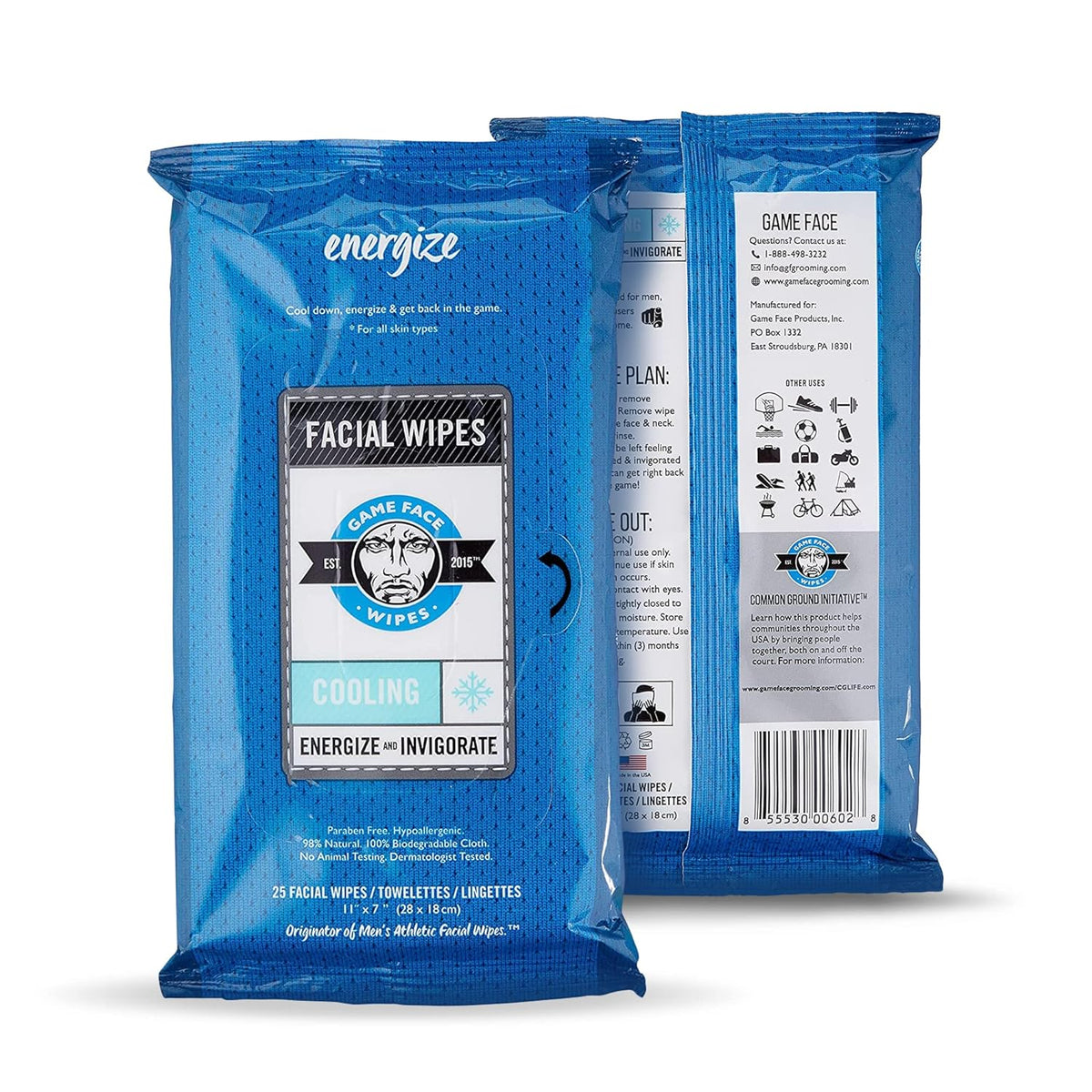 Game Face Antibacterial Face Wipes, 25 ct