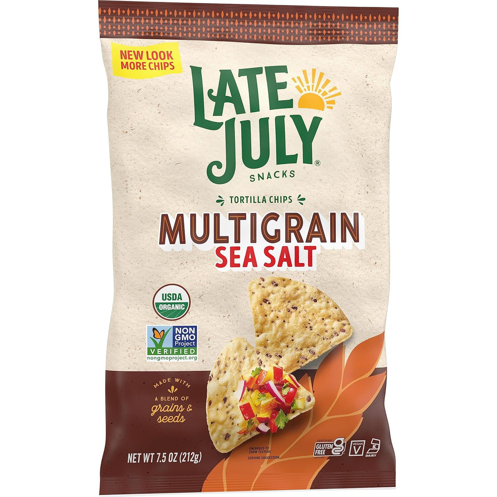 Late July Gluten Free Multigrain Sea Salt Tortilla Chips, 7.5 oz (Case of 12)