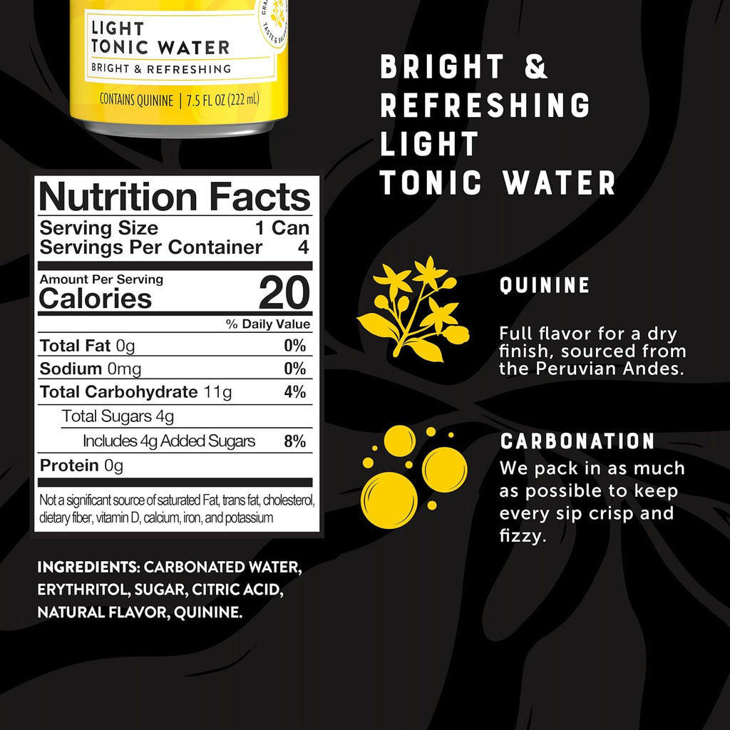 Q Mixers Light Tonic Water, 4 x 7.5 fl oz (Case of 6)