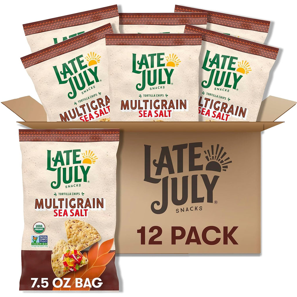 Late July Gluten Free Multigrain Sea Salt Tortilla Chips, 7.5 oz (Case of 12)