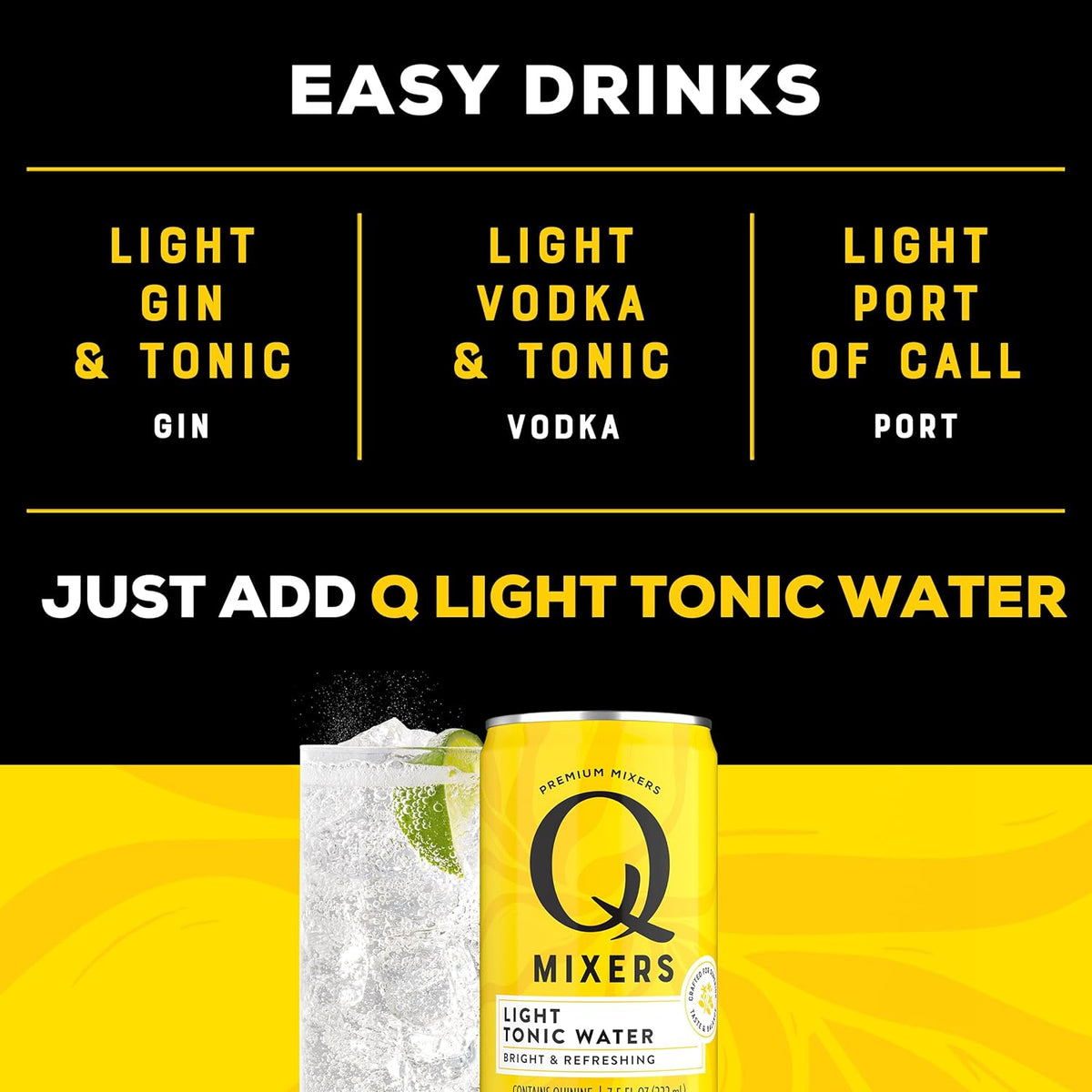 Q Mixers Light Tonic Water, 4 x 7.5 fl oz (Case of 6)