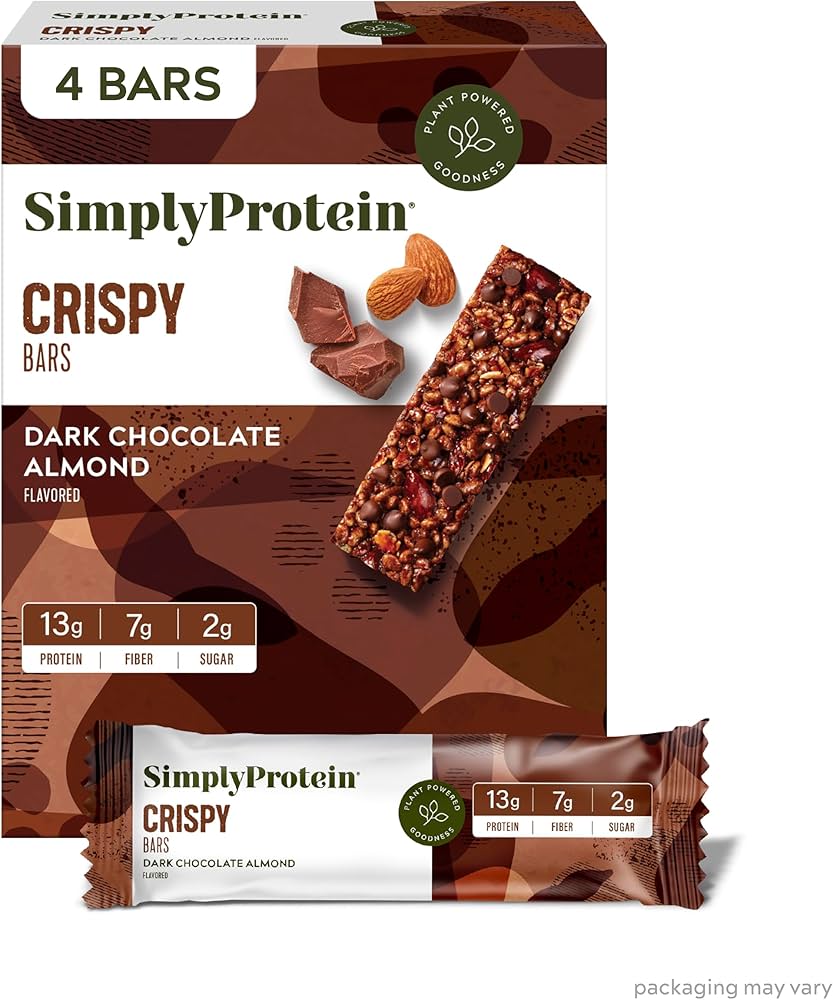 Simply Protein Dark Chocolate Almond Protein Bar, 8 x 1.41 oz (Case of 4)