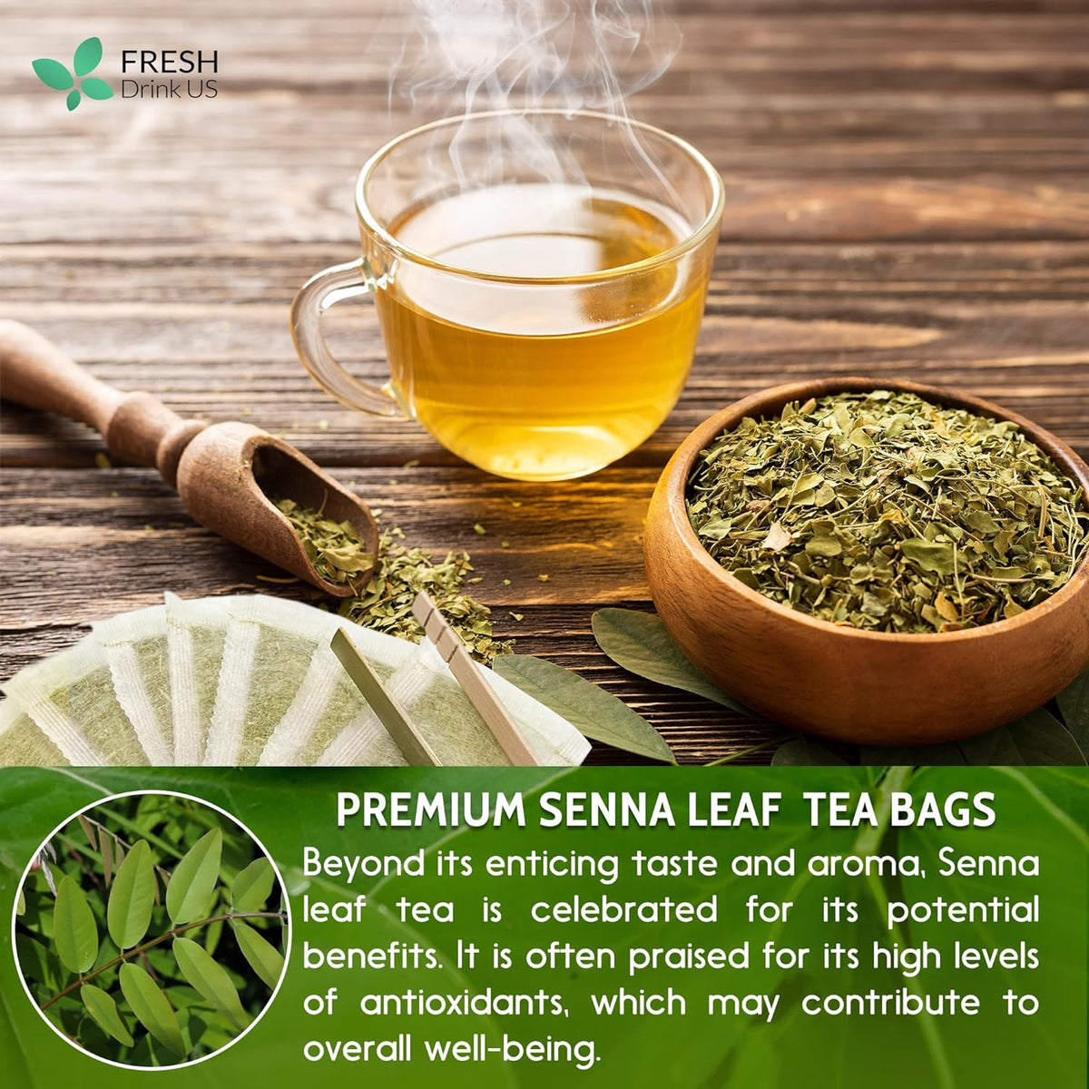 Premium Senna Leaf Tea Bags, 100% Natural & Pure from Senna Leaves. Loose Leaf Senna Herbal Tea, Made with Natural Material Tea Bags, Senna Leaf Tea. No Sugar, No Caffeine, No Gluten, Vegan.