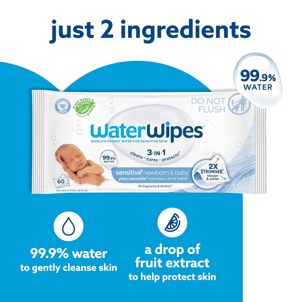 WaterWipes Unscented Water-Based Baby Wipes, 720 ct