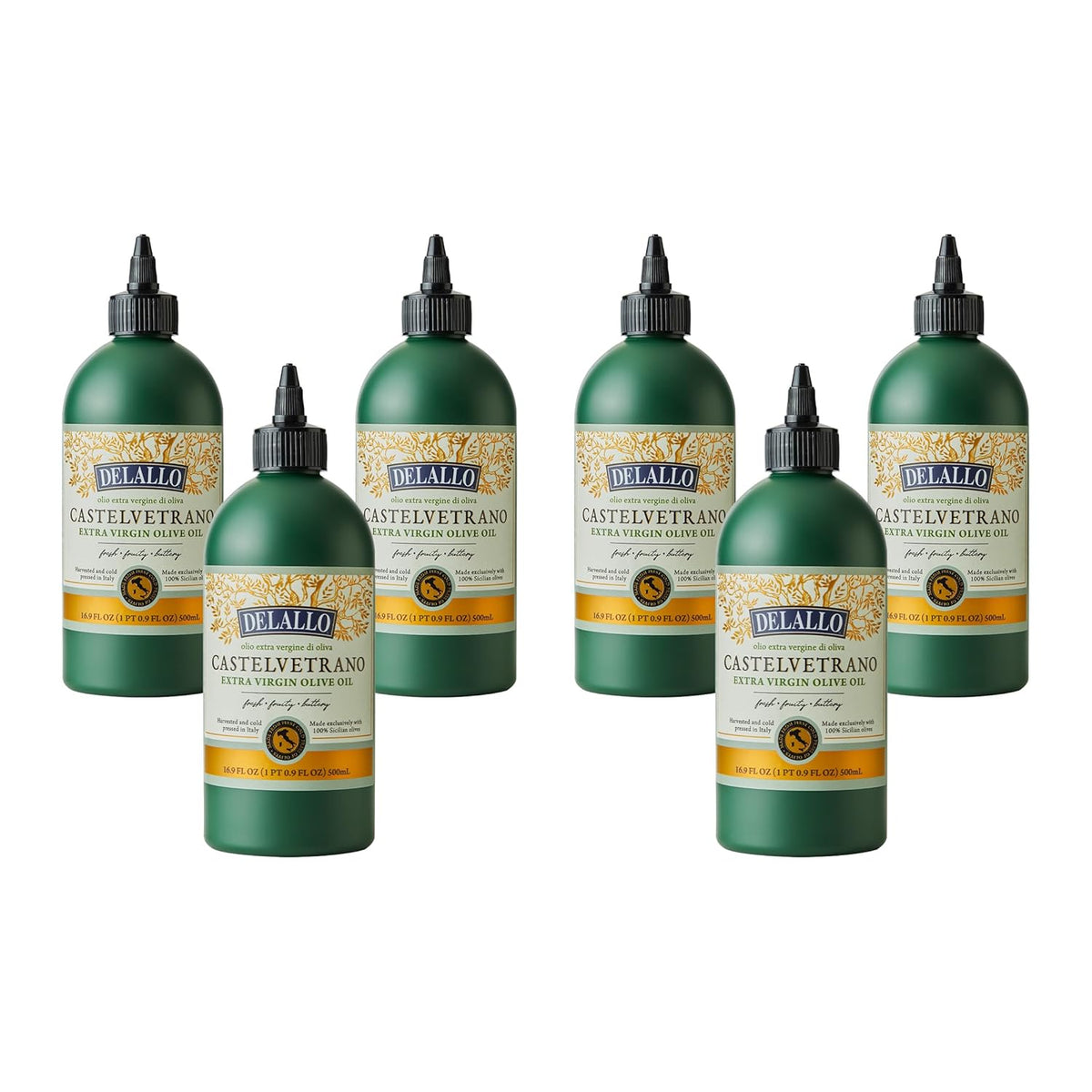 DeLallo Castelvetrano Extra Virgin Olive Oil, 16.9 fl oz (Case of 6)