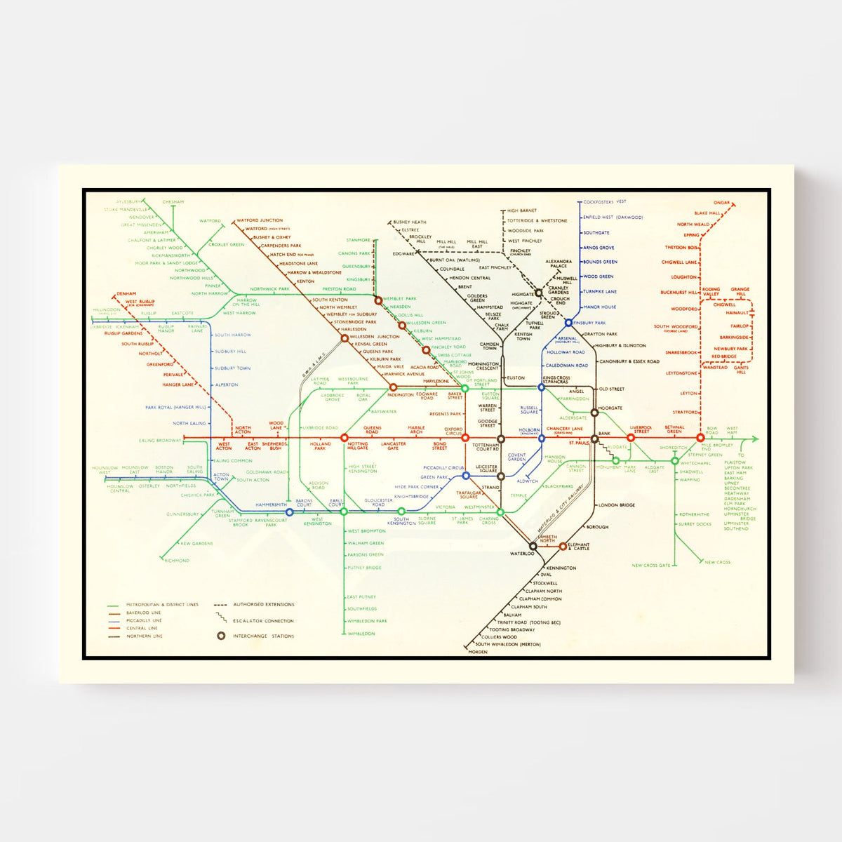Vintage Railroad Map of London 1938
