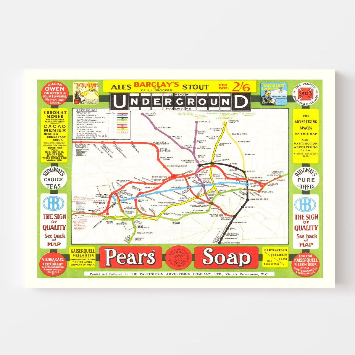 Vintage Railroad Map of London 1908