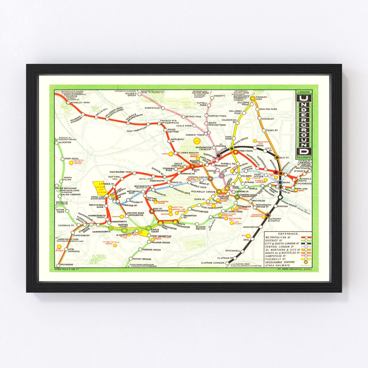 Vintage Railroad Map of London 1912