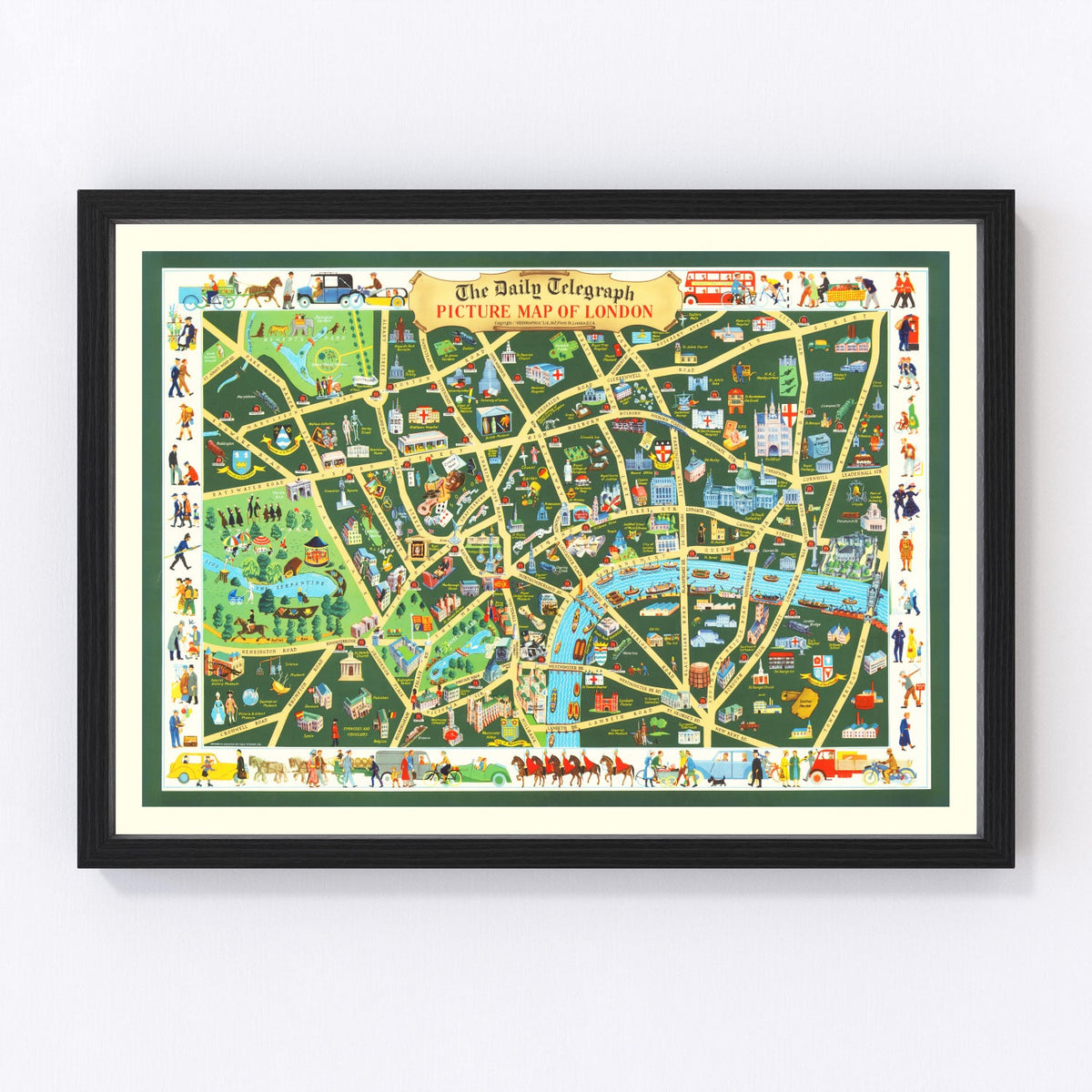 Vintage Map of London, England 1950
