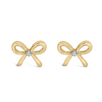 Gold Vermeil Diamond Accent Bow Earring