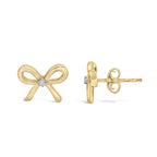 Gold Vermeil Diamond Accent Bow Earring