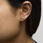 Gold Vermeil Diamond Accent Bow Earring