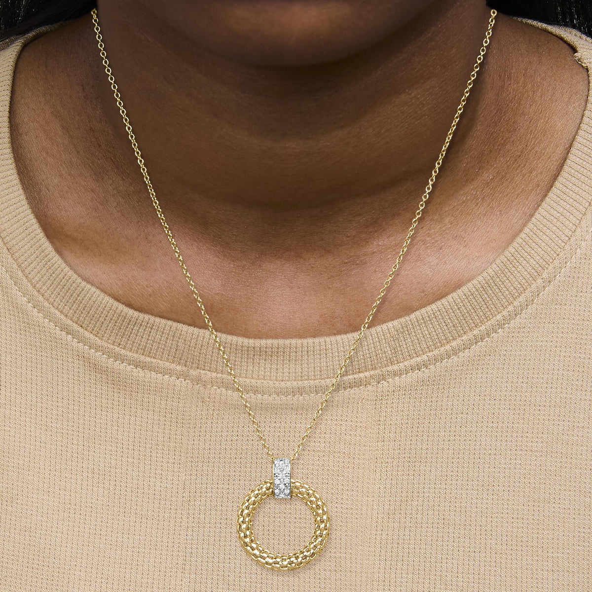 Gold Vermeil 1/10 Cttw Diamond Bold Pendant Necklace