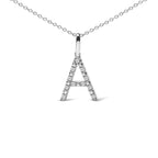 Sterling Silver Diamond Accent "A-Z" Initial Pendant Necklace