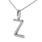 Sterling Silver Diamond Accent "A-Z" Initial Pendant Necklace