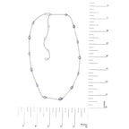 .925 Sterling Silver Checkerboard Cut Purple Amethyst Bezel Station Necklace - 22" Inches