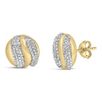 Gold Vermeil 1/10 Cttw Diamond Bold Dome Stud Earring