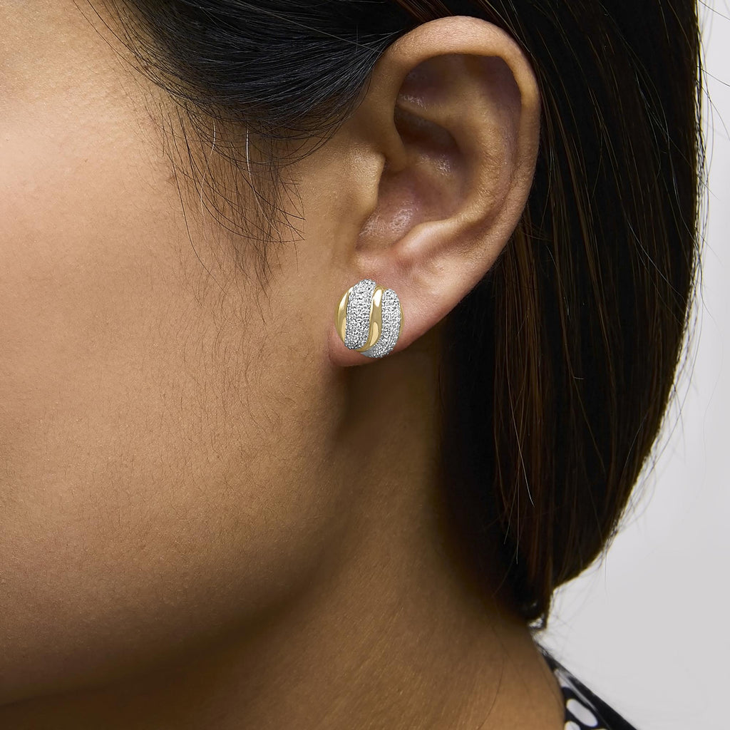 Gold Vermeil 1/10 Cttw Diamond Bold Dome Stud Earring