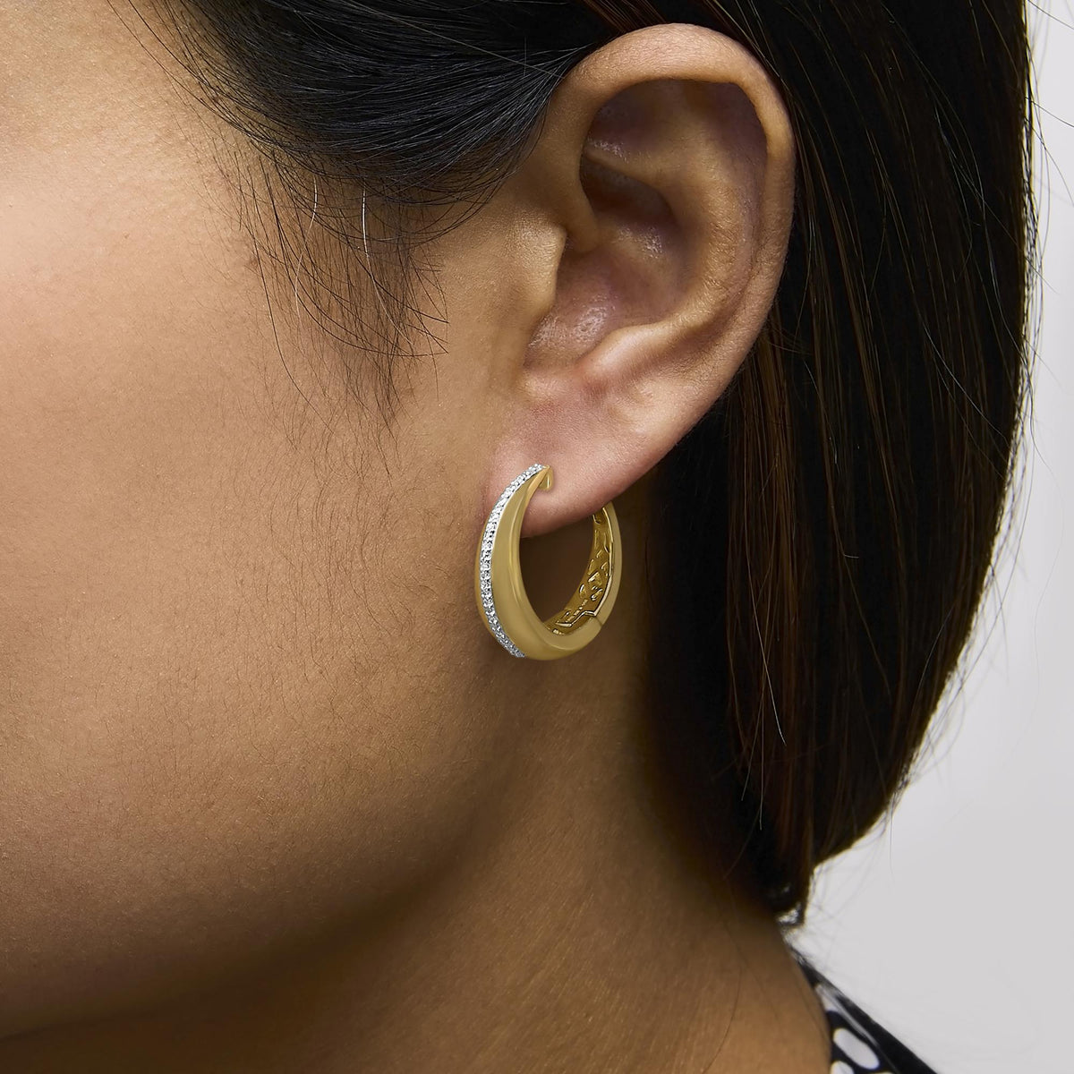 Gold Vermeil Diamond Accent Bold Hoop Earring
