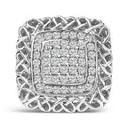 Sterling Silver 1.0 Cttw Diamond Celtic Knot Cocktail Ring