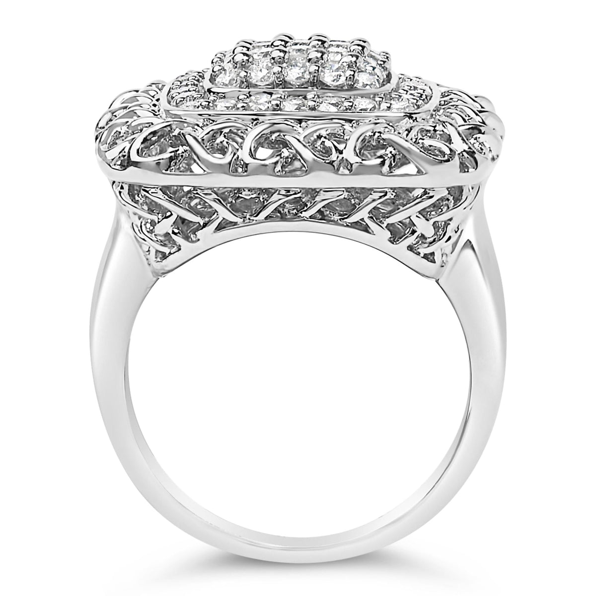 Sterling Silver 1.0 Cttw Diamond Celtic Knot Cocktail Ring