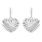 Sterling Silver Heart Diamond Accent Puff Earrings (I-J, I1-I2)