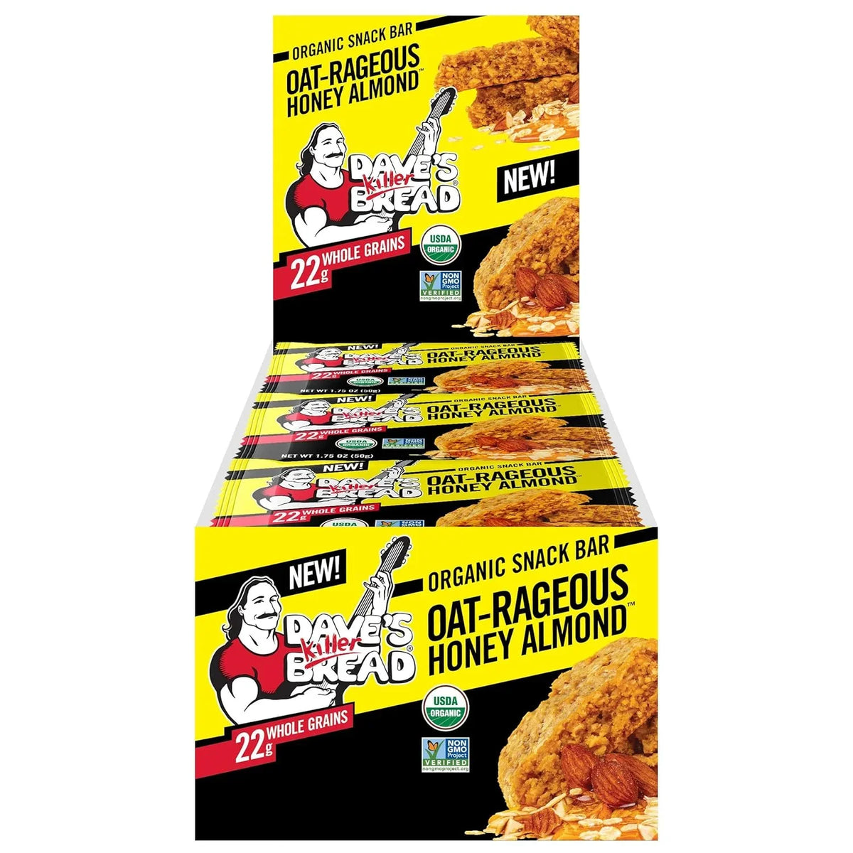 Dave's Killer Bread Organic Oat Honey Almond Bars, 7 oz (Case of 6)