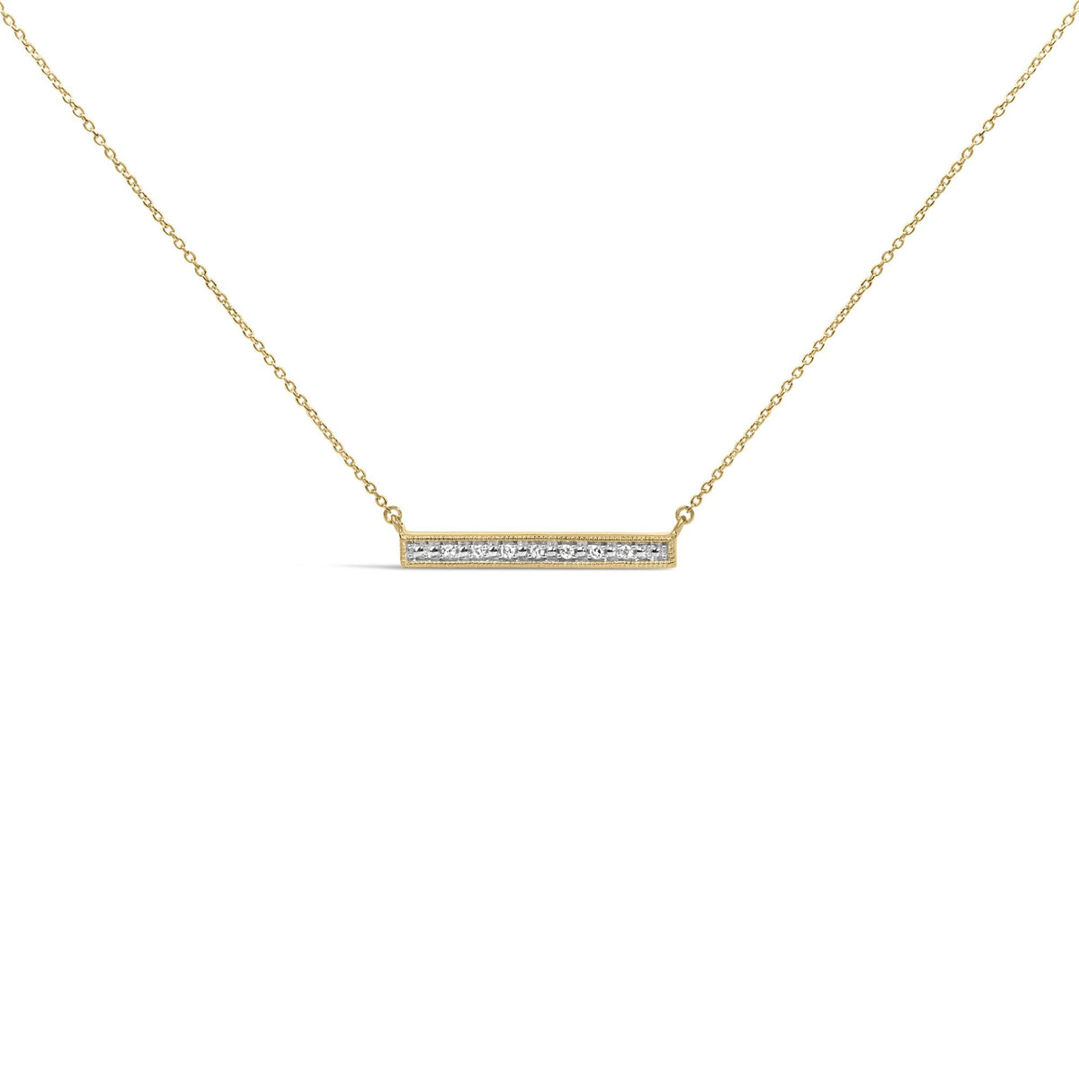 Yellow Gold Vermeil Diamond Accent Bar Pendant Necklace