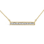 Yellow Gold Vermeil Diamond Accent Bar Pendant Necklace