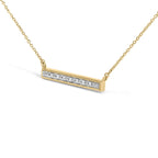 Yellow Gold Vermeil Diamond Accent Bar Pendant Necklace