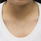 Yellow Gold Vermeil Diamond Accent Bar Pendant Necklace