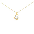 Gold Vermeil Diamond Accent Double Heart Pendant Necklace
