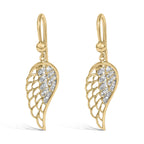 Gold Vermeil Diamond Accent Angel Wing Drop Earring