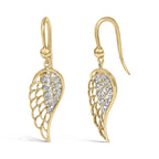 Gold Vermeil Diamond Accent Angel Wing Drop Earring