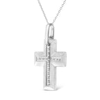 .925 Sterling Silver Prong-Set Diamond Accent Bold Cross 18" Pendant Necklace (I-J Color, I1-I2 Clarity)