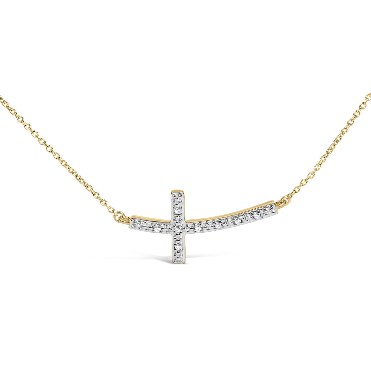 Gold Vermeil Diamond Accent Cross Bar Necklace