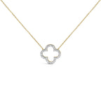 Gold Vermeil 1/10 Cttw Diamond Clover Pendant Necklace
