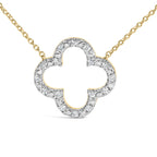 Gold Vermeil 1/10 Cttw Diamond Clover Pendant Necklace